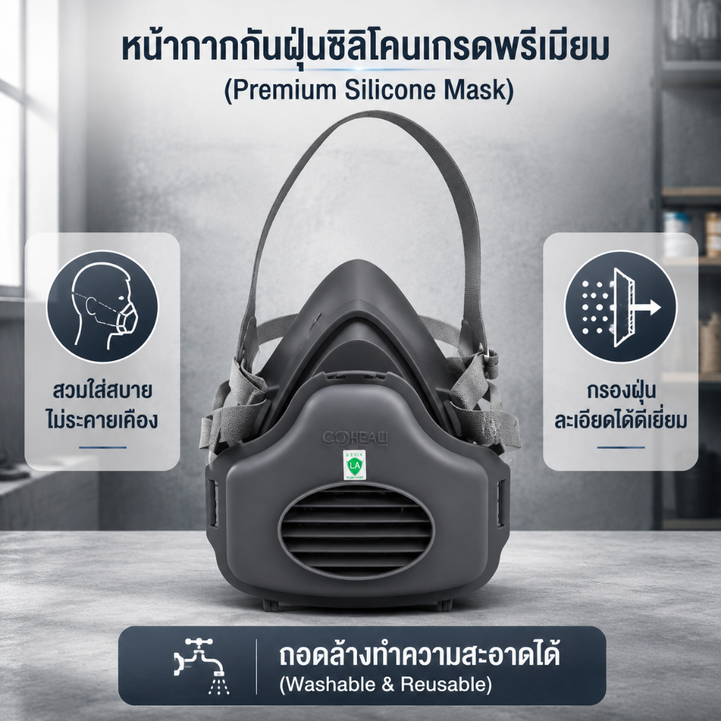 ชุดหน้ากาก3200 กรองฝุ่นPM2.5 กันสารเคมี กรองกลิ่นควัน พร้อมแผ่นกรอง ของแท้ ส่งไว