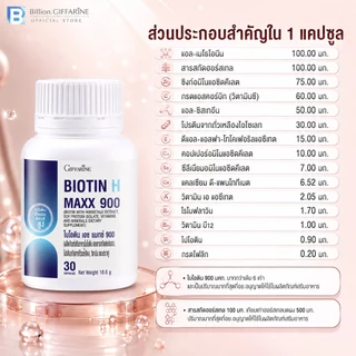 ไบโอติน แมกซ์ 900 กิฟฟารีน Biotin H Maxx 900 Giffarine วิตามินบำรุงผม บำรุงผม เอช พลัส ผมร่วง ผมบาง