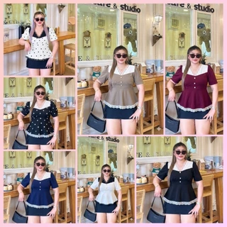🆕เสื้อชายระบายเป็นงานผ้ายืดวูลเวฟ เนื้อผ้านิ่มใส่สบาย ไม่ร้อน ชุดเข้ารูปเป๊ะมากค่ะ