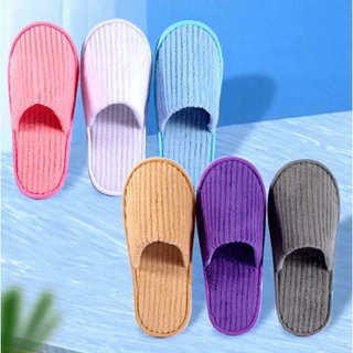 ￼สลิปเปอร์ Slipper สีสดใส รองเท้าลำลอง รองเท้ารับแขก ใส่ในบ้าน ออฟฟิศ โรงแรม หุ้มปลายเท้า เนื้อผ้าดี นุ่ม ใส่สบาย H612(3