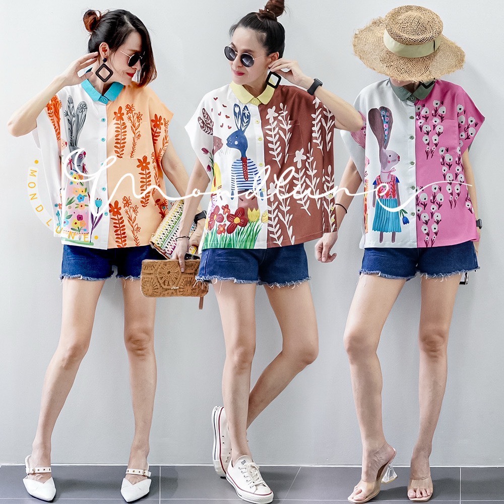 NADA71 MondLuneClothes Updates ꫛꫀꪝ  c o ll e c t i o n  เสื้อเชิ้ตคอปก กระดุมผ่าหน้า แต่งกระดุม