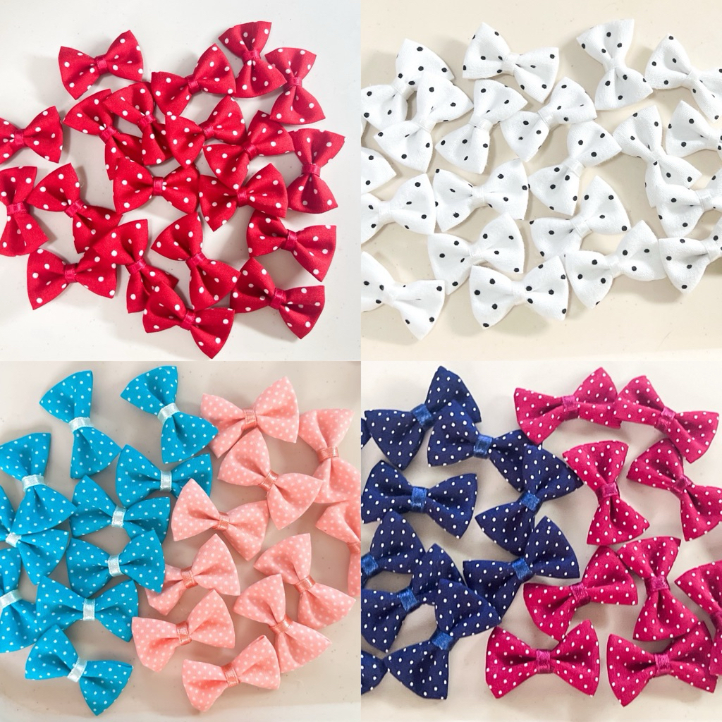 โบว์ผ้าจิ๋วลายจุด 2-3 cm 20 ชิ้น ชุด 1
