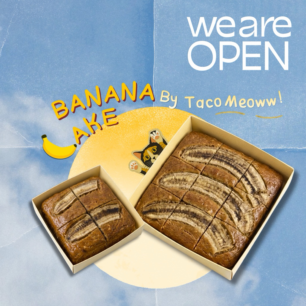 เค้กกล้วยหอมทาโก้เหมียว🐱🍌 Banana Cake by Taco Meoww~ ✨ เนยแท้ ไม่ใส่น้ำมัน🩷แพ็คเกจใหม่ บรรจุถุงซีลแยกชิ้นแน่นหนา 👍🏻⭐️
