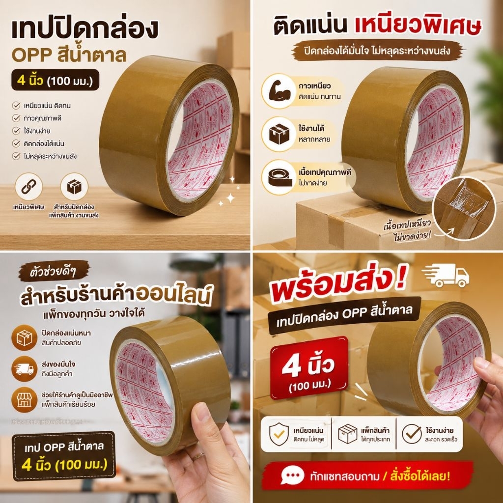 OPP เทปน้ำตาล 100 หลา 50 ไมครอน