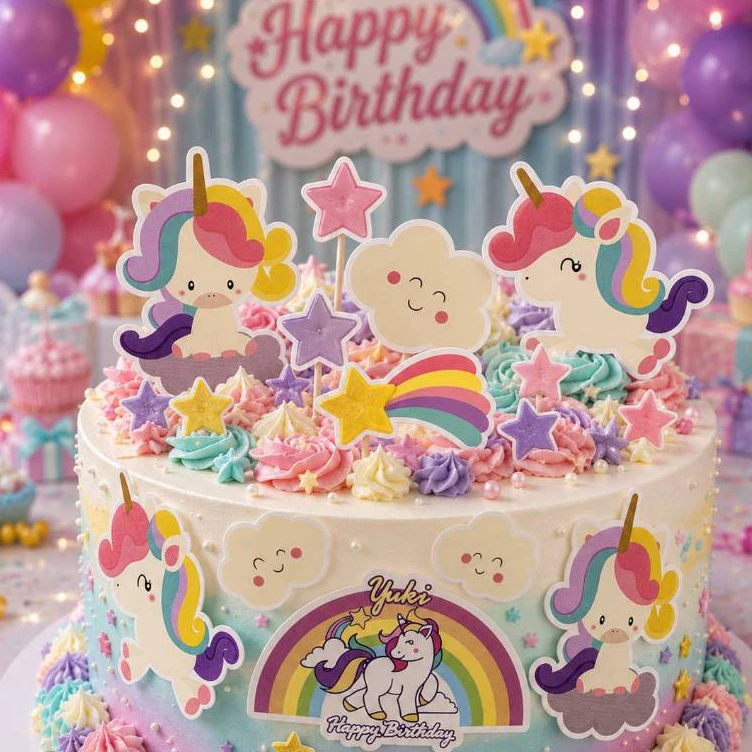 ป้ายปักเค้ก ชุดUnicorn ยูนิคอน ม้า ยูนิคอร์น และชุดPony