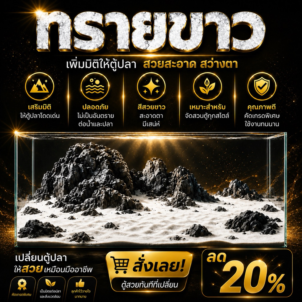 ทรายขาว​ สร้างความสว่างให้ตู้ปลา​ สู้แสงเงาสวย