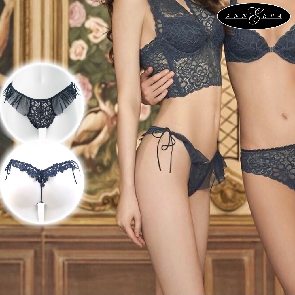 Annebra กางเกงใน ทรงจีสตริง ผ้าลูกไม้ G-String panty รุ่น AU3-802 สีฟ้า
