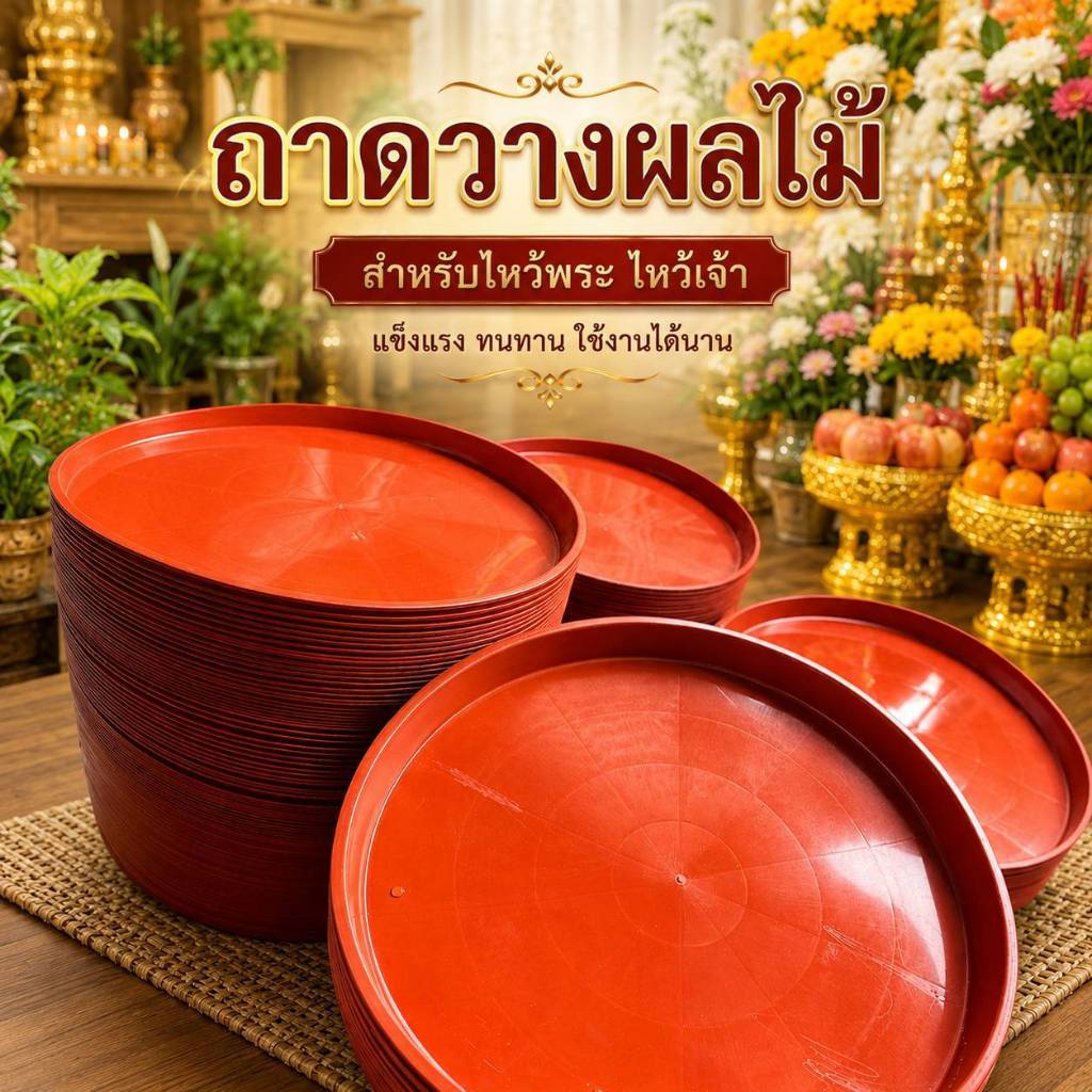 ถาดไหว้พระ ไหว้เทพเจ้า ขนาดใหญ่ กว้าง 48 ซ.ม.ถาดไหว้ตรุษจีน ถาดไหว้เจ้าตรุษจีน