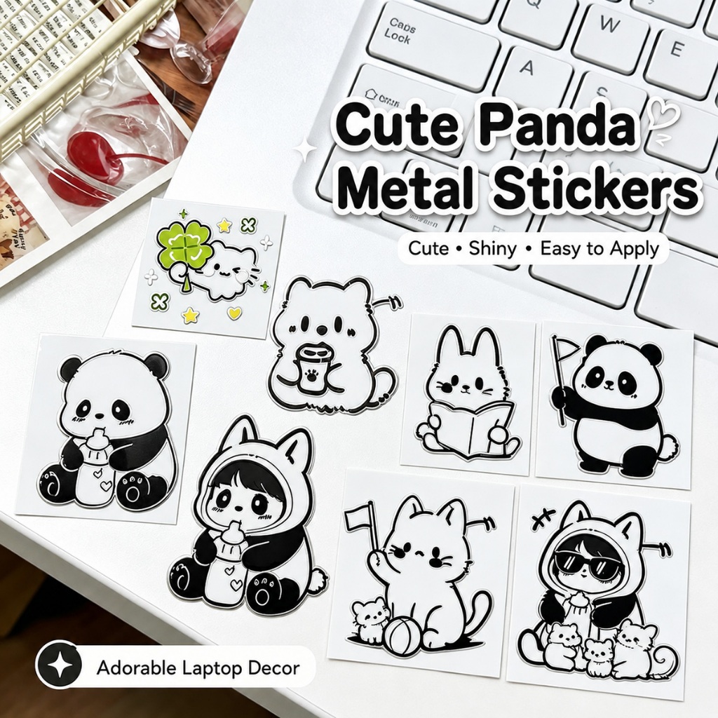สติกเกอร์โลหะ สติกเกอร์ 3 มิติ ลายการ์ตูน สติกเกอร์ลายใบโคลเวอร์สี่แฉกรูปแมวแบบ สำหรับตกแต่งต่างๆ