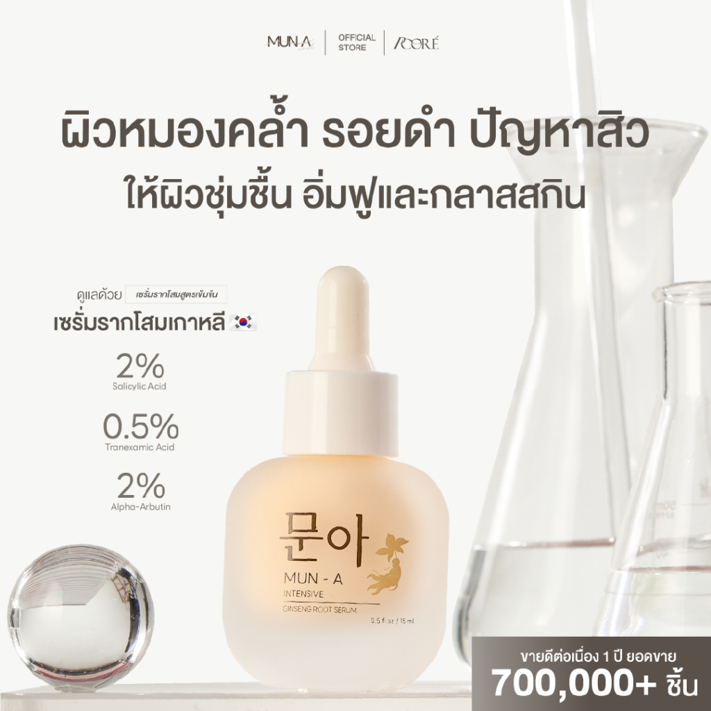 MUN A SERUM 문아 เซรั่มรากโสม มุนอา เซรั่ม รอยสิว ฝ้า กระ หมองคล้ำ เซรั่มมุนอา ผิวติดสาร สิวอุดตัน รูขุมขนเบียด เซรั่มโสม