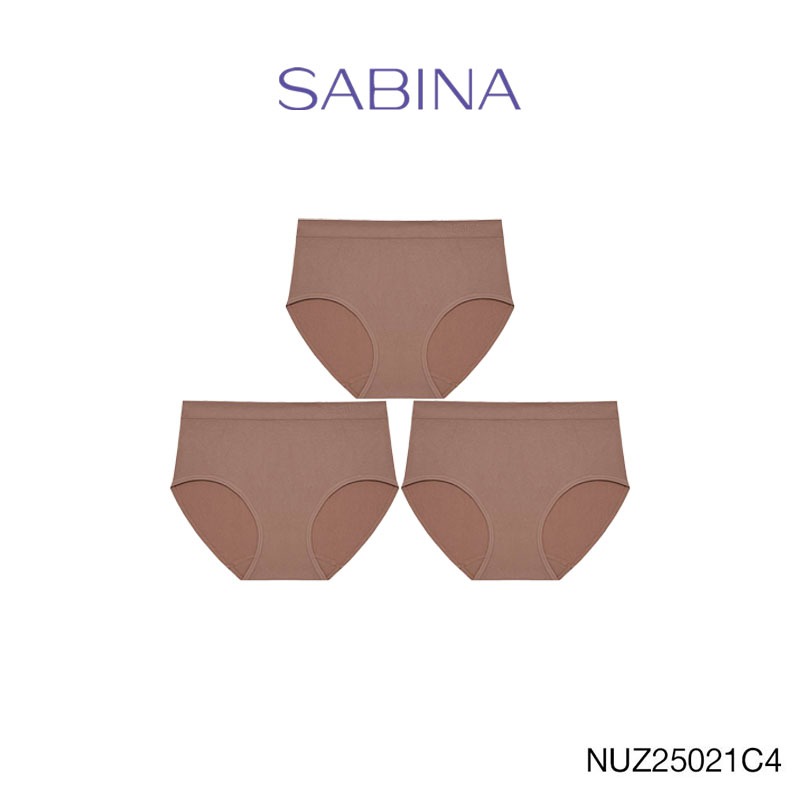 [Online Exclusive] (Set 3 ชิ้น) Sabina Panty Zone Seamless Series กางเกงในทรงเอวสูงปานกลาง รหัส NUZ25021C4 - สีเนื้อแทน