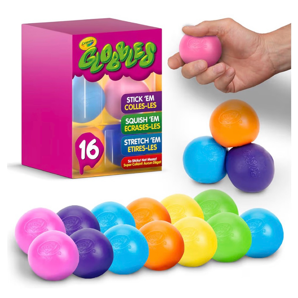 🇯🇵🌸 Squishy Crayola Squeeze Toy Globbles ลูกบอล บีบ คลายเครียด แบบติดผนังได้ 16 ชิ้น 6 สี สคุชชี่ ของแท้ สกุชชี่