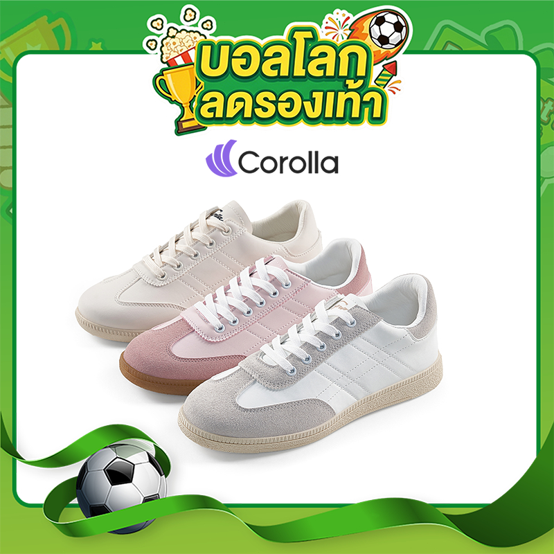 Corolla Shoes รองเท้าแฟชั่นผู้หญิง ทรงลำลอง ดูดซับแรงกระแทก ต้านเชื้อแบคทีเรีย หนังพียู กันละอองน้ำ