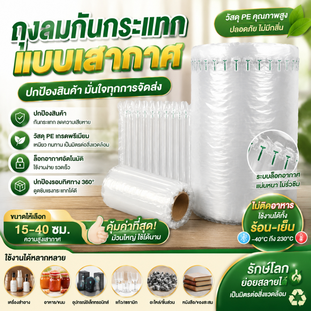 【ปั๊มลมฟรี】QQ บับเบิ้ลเป่าลม บับเบิ้ลกันกระแทกเป่าลม ยาว 50 เมตร ขนาดหน้ากว้าง 15-40 cm. บับเบิ้ล บรรจุภัณฑ์กันกระแทก