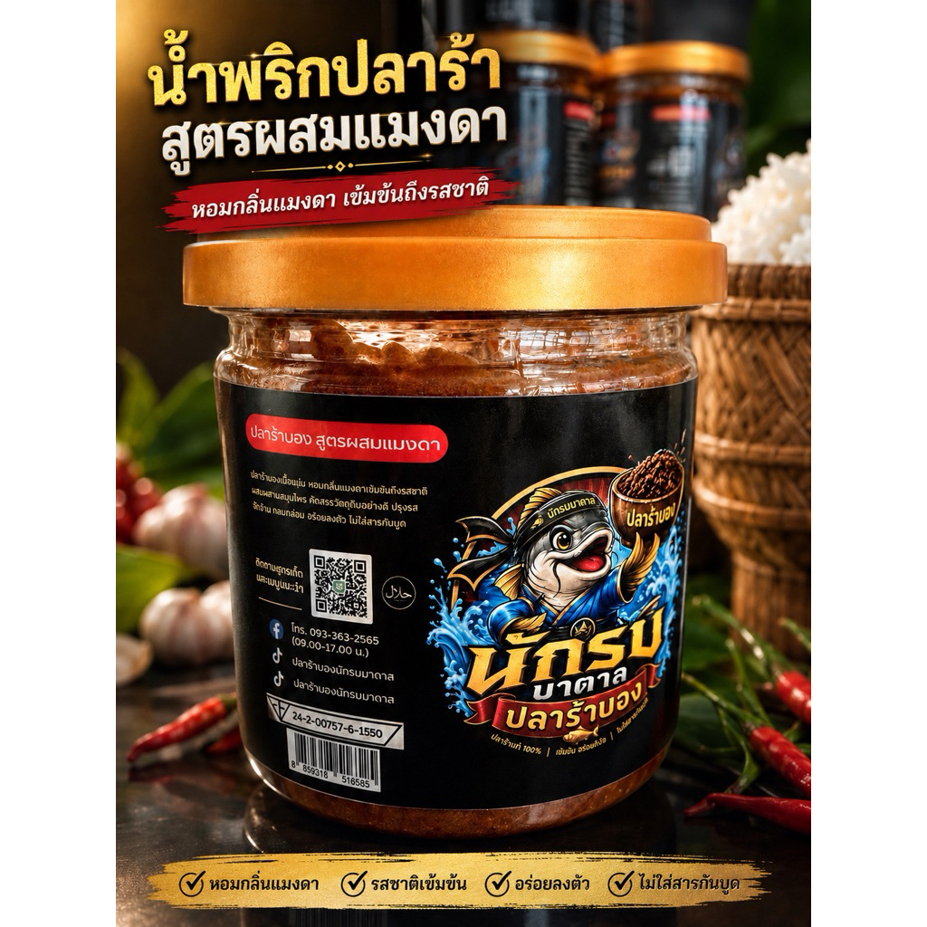 น้ำพริกปลาร้าสูตรผสมแมงดา160g