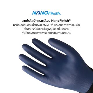 TOWA ถุงมือผ้าไนล่อนเคลือบยาง Nitrile รุ่น MagneX 511 กันไฟฟ้าสถิตย์ ทัชสกรีนได้