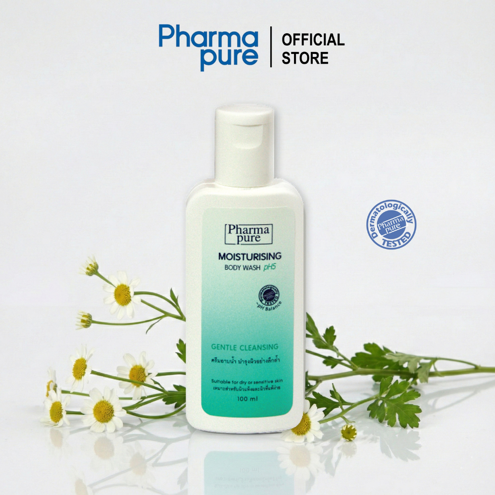 PharmaPure Moisturising Body Wash 100 ml ครีมอาบน้ำสูตรอ่อนโยน สำหรับผิวแพ้ง่าย แพ้เหงื่อ ผื่นคัน