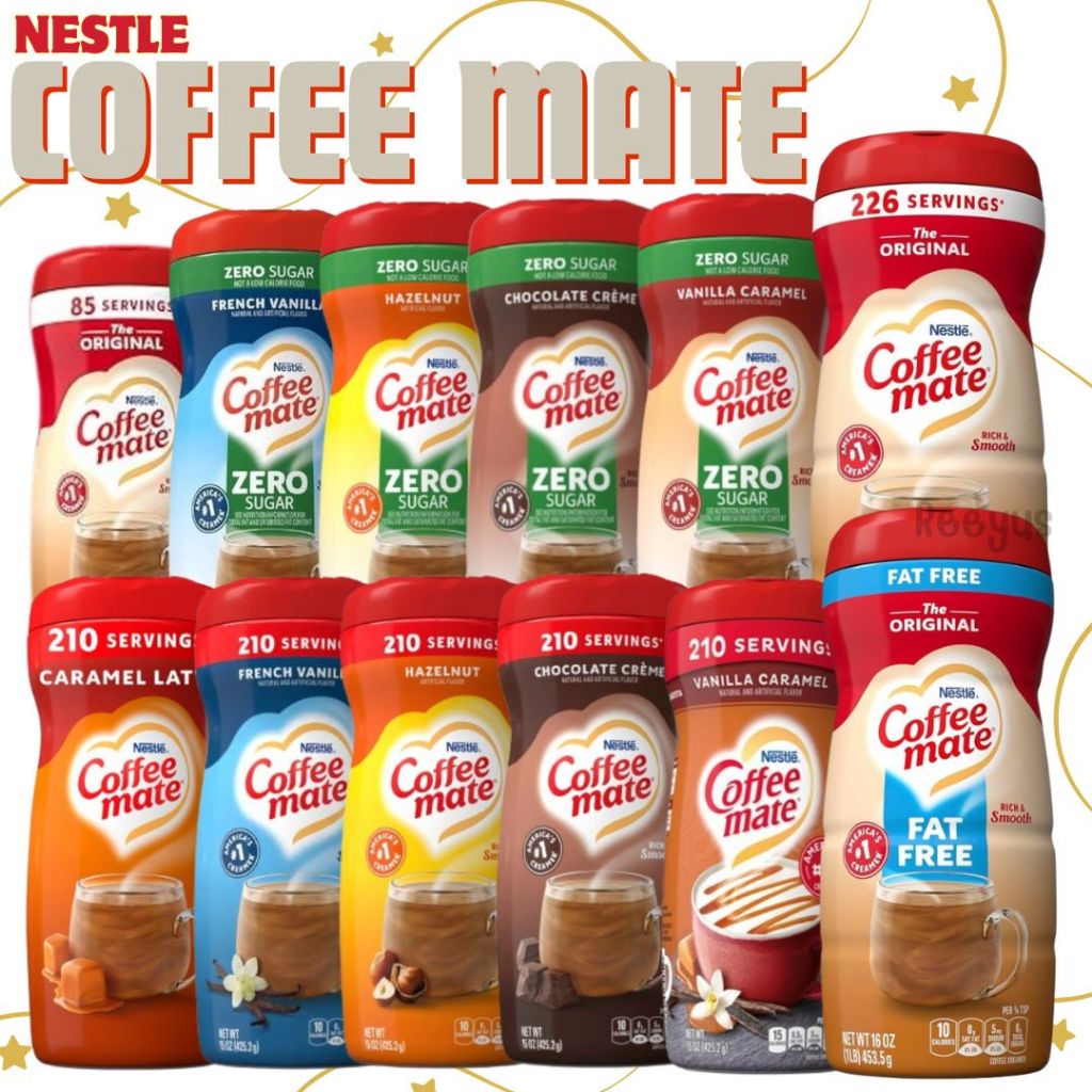 Nestle Coffee Mate Creamer Powder ขายดีในอเมริกา มี 12 รส ขนาด 170-453.5 กรัม สินค้าจากสหรัฐอเมริกา