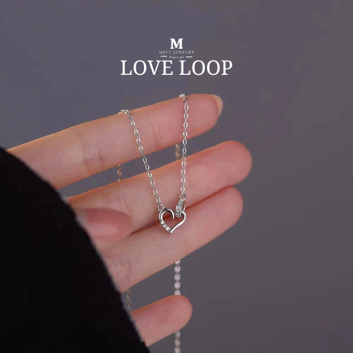 MEET💕พร้อมส่ง สร้อยเงิน Love Loop สร้อยเพชร สร้อยแฟชั่น สร้อยคอเงินS925 สร้อยคอเกาหลี สร้อยคอเงิน