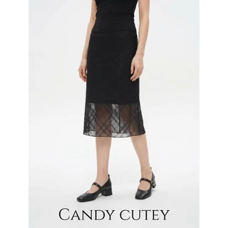 Candy Cutey รองเท้าแมรี่เจนส้นบล็อกผู้หญิง หัวเหลี่ยม หนังนิ่ม สายรัดปรับได้ สไตล์วินเทจ ใส่ได้ทุกโอกาส