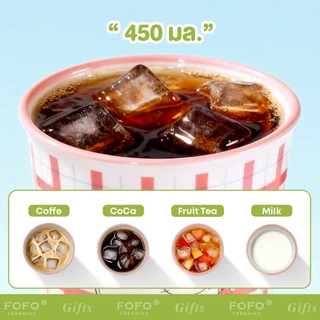 FOFO แก้ว เซรามิก พร้อมฝาปิด Kuromi&Melody Sanrio ลิขสิทธิ์แท้ 450ml ป้องกันฝุ่นและไม่หกง่าย