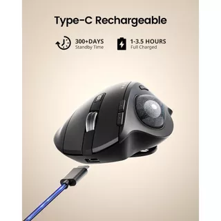 ProtoArc EM01 NL เมาส์แทร็กบอลไร้สาย 2.4G + Bluetooth 2 ช่อง ชาร์จไฟได้ ลูกบอลแทร็กบอลสีดำ รับประกัน 2 ปี