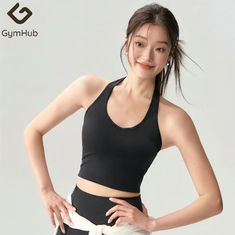 GymHub เสื้อกล้ามยืดอกระเบิด ทรงผ่านการทดสอบการกันกระแทก ยกทรงในตัว ใส่เล่นโยคะ พิลาทิส ฟิตเนส