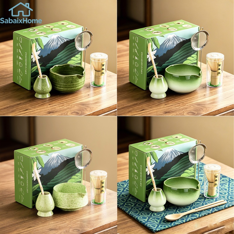 ชุดชงมัทฉะ 5/7 ชิ้น กล่องหรู Matcha Bowl ถ้วยชงมัทฉะ ถ้วยชงมัทฉะมีปาก