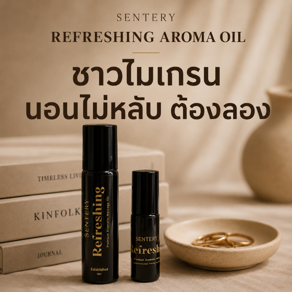 SENTERY (แพคคู่ 8ml+4ml) Refreshing Aroma oil น้ำมันนวดอโรม่า แก้เครียด หอมสดชื่น แก้ไมเกรน ปวดหัว