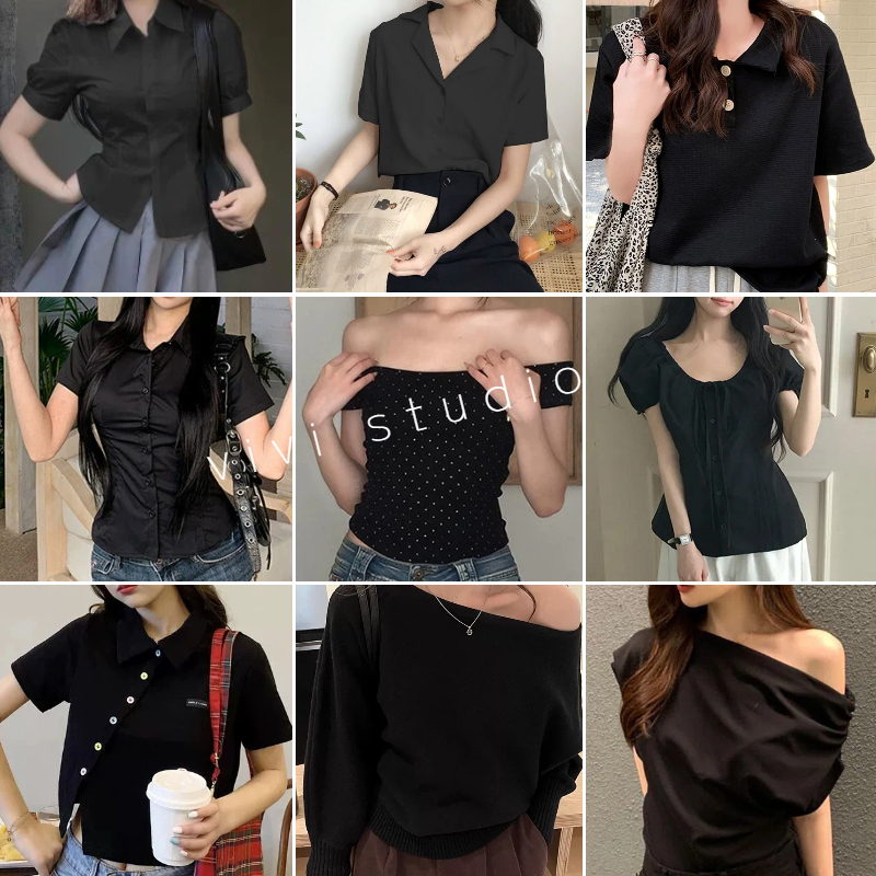 เสื้อผ้าสีดำ  เสื้อสไตล์เรียบง่าย  เสื้อสุภาพ ส่งจากไทย ใส่ได้ทุกโอกาส