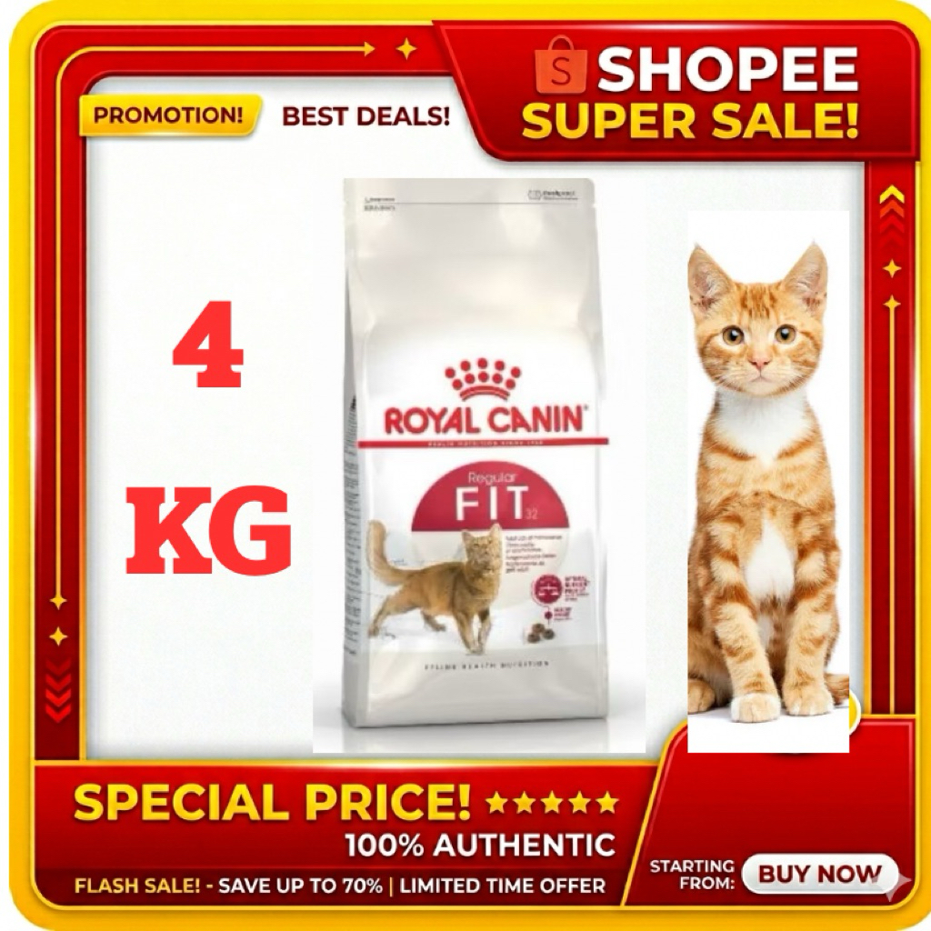Royal Canin อาหารแมว สูตร Fit32 เม็ดโดนัท แพคเกจบริษัท ขนาด 4 กก.