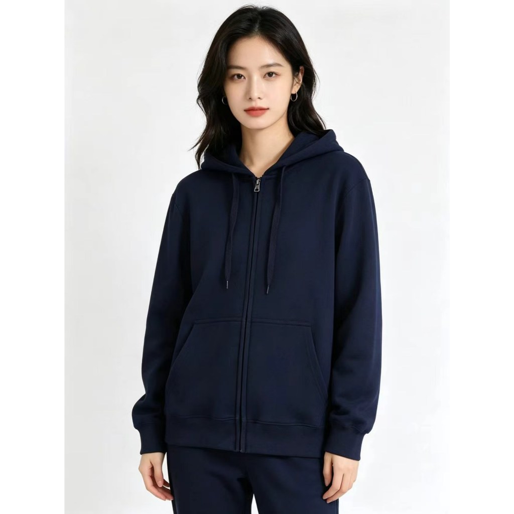 เสื้อฮู้ดมีซิปแบบพื้นฐาน เสื้อแขนยาวแบบใหม่ ทรงหลวม รูปที่ 5