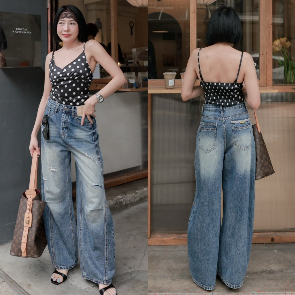 Urban Barrel Jeans กางเกงยีนส์ทรงขาโค้งเอวสูง