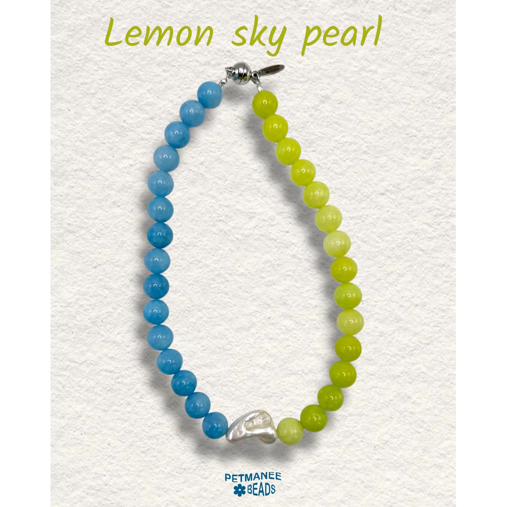 Lemon sky pearl necklace 🍋‍🟩🍋🌧️