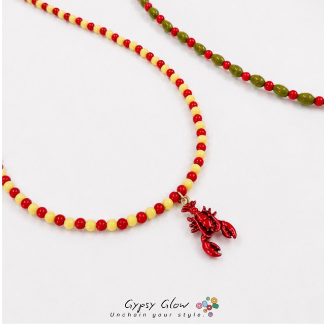 [gypsyglow]🦞 Lobster Bead Necklace_สร้อยลูกปัดพร้อมจี้ Lobster