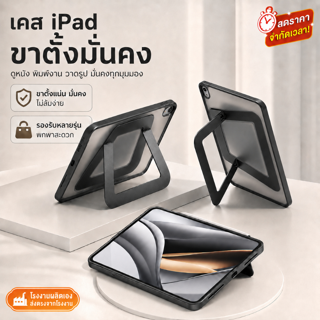 เคสไอแพดขาตั้ง ถูกกว่าร้านอื่น ขายตรงโรงงาน วางตั้งนอนได้ Gen11 Gen10 10.9/11 Pro18-22 Gen9/8/7