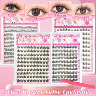 100/120pcs คลัสเตอร์ขนตาปลอมแบบติดเองได้ ชุดขนตาเทียมสไตล์ดอกทานตะวันธรรมชาติ ไม่ต้องใช้กาว พร้อมแหนบ