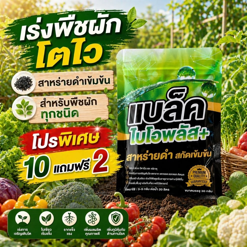 แบล็คไบโอพลัส สาหร่ายดำเข้มข้น ตัวช่วยให้พืชทุกชนิดโตไว ใบเขียว