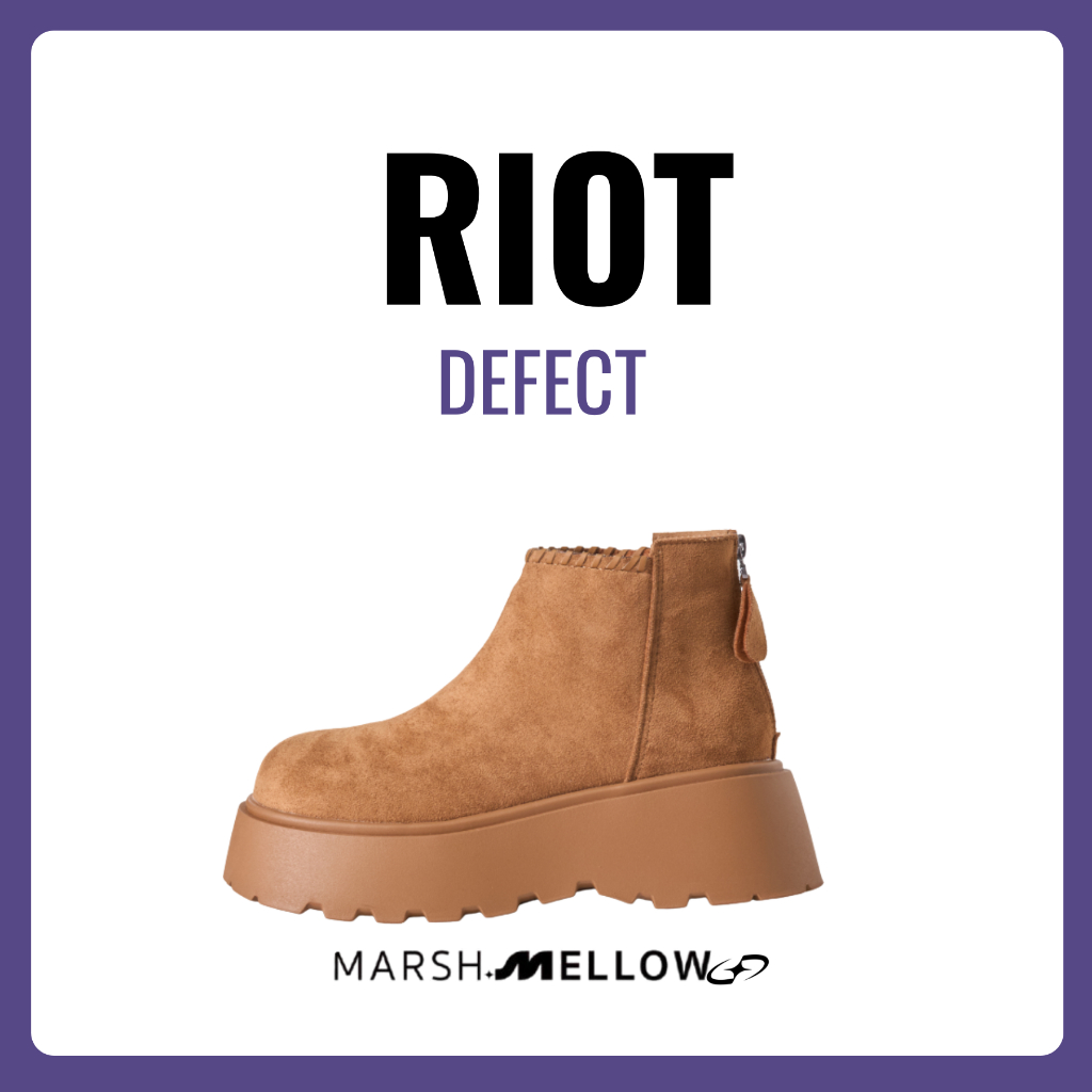 RIOT BOOTS (DEFECT) - Marshmellow รองเท้าบูทข้อสั้นหนังกลับ ซิปหลัง สไตล์เกาหลี บูทผู้หญิง