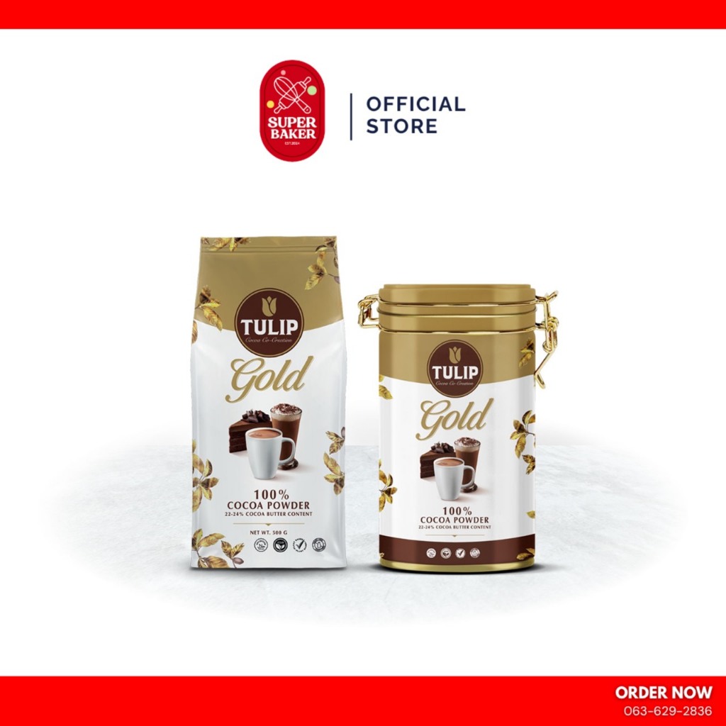 ผงโกโก้ ทิวลิป โกลด์ (Tulip Gold) ผงโกโก้พรีเมี่ยมแท้ 100% ประเภทไขมันโกโก้ 22-24%