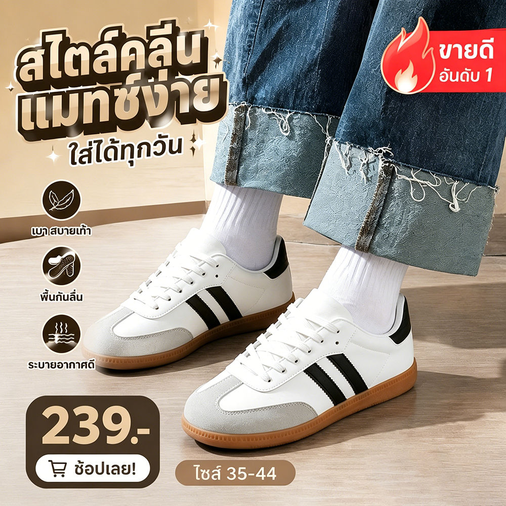 รองเท้าผ้าใบ รองเท้าลำลอง Unisex 35-44 พร้อมส่ง ผ้าใบแฟชั่น ลำลอง พื้นนุ่ม น้ำหนักเบา