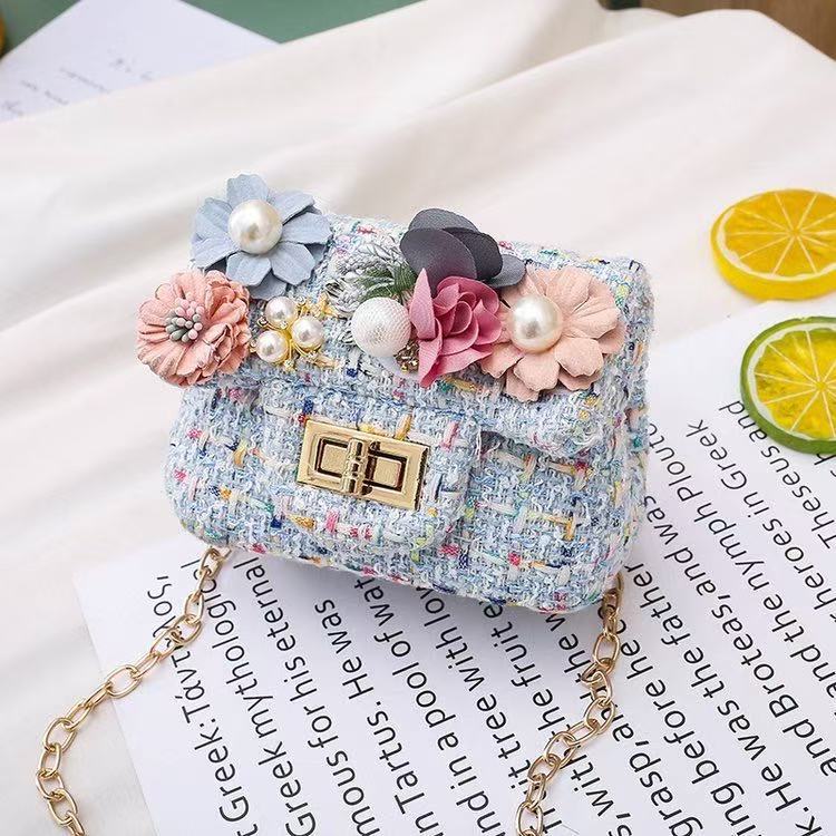 🎁Bg🎁กระเป๋า จิ๋ว สะพายข้าง ผ้าแคนวาส สายโซ่ ใบเล็กน่ารัก