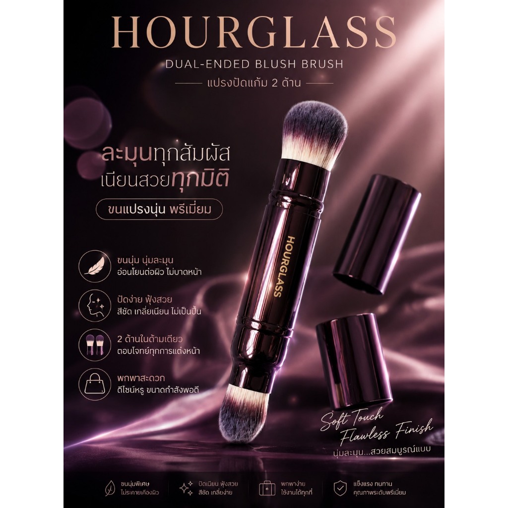 Hourglass แปรงแต่งหน้า 2 ด้าน ปัดแก้ม ไฮไลท์ ในแท่งเดียว