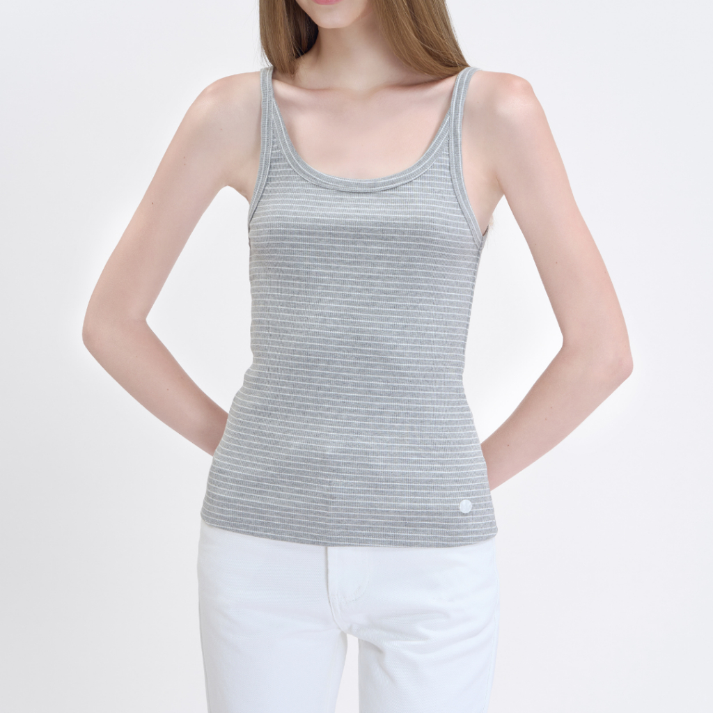 Ribbed Striped Tanktop with acrylic logo เสื้อกล้ามลายทางผ้าริบ - TPW02628