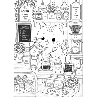 สมุดระบายสีสำหรับเด็ก วัยรุ่น ผู้ใหญ่ คาเฟ่ในฝันของเจ้าโมจิ