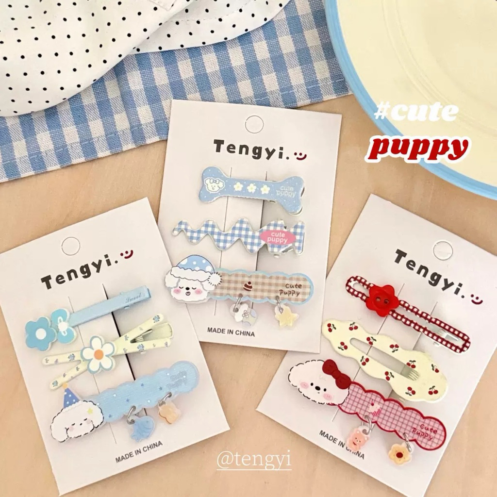 Cute 532 กิ๊บติดผม กิ๊บหนีบผม puppy ห้อยตุ้งติ้ง 3 ชิ้น/แพ็ค