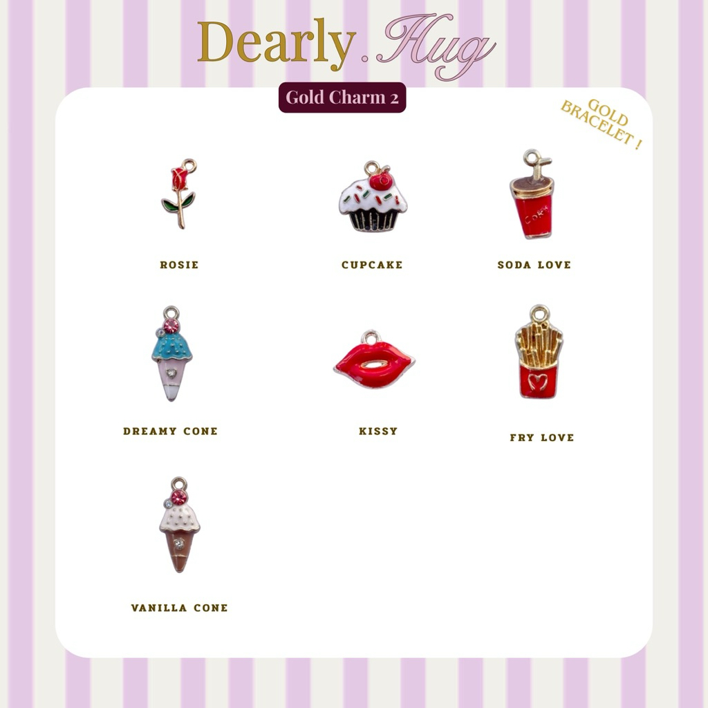 Dearly.Hug - Gold Charm 2 จี้สีทอง สำหรับตกแต่งเครื่องประดับ วัสดุโลหะผสม  ดีไซน์น่ารัก
