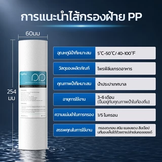 ไส้กรองเครื่องกรองน้ำระดับ 5 สำหรับใช้ในบ้าน ระบบ RO แบบออสโมซิสย้อนกลับ ใช้งานได้กับหลายแบรนด์ ชุดละ 5 ชิ้น