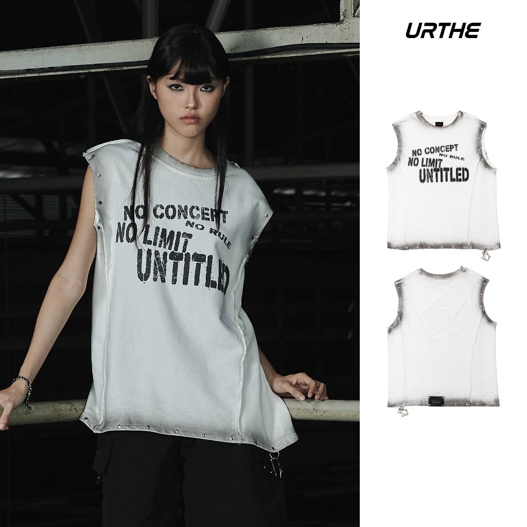 URTHE - เสื้อแขนกุด ฟอกเฟด Oversize รุ่น NO RULE TANK TOP - Col. OZDE UNTITLED
