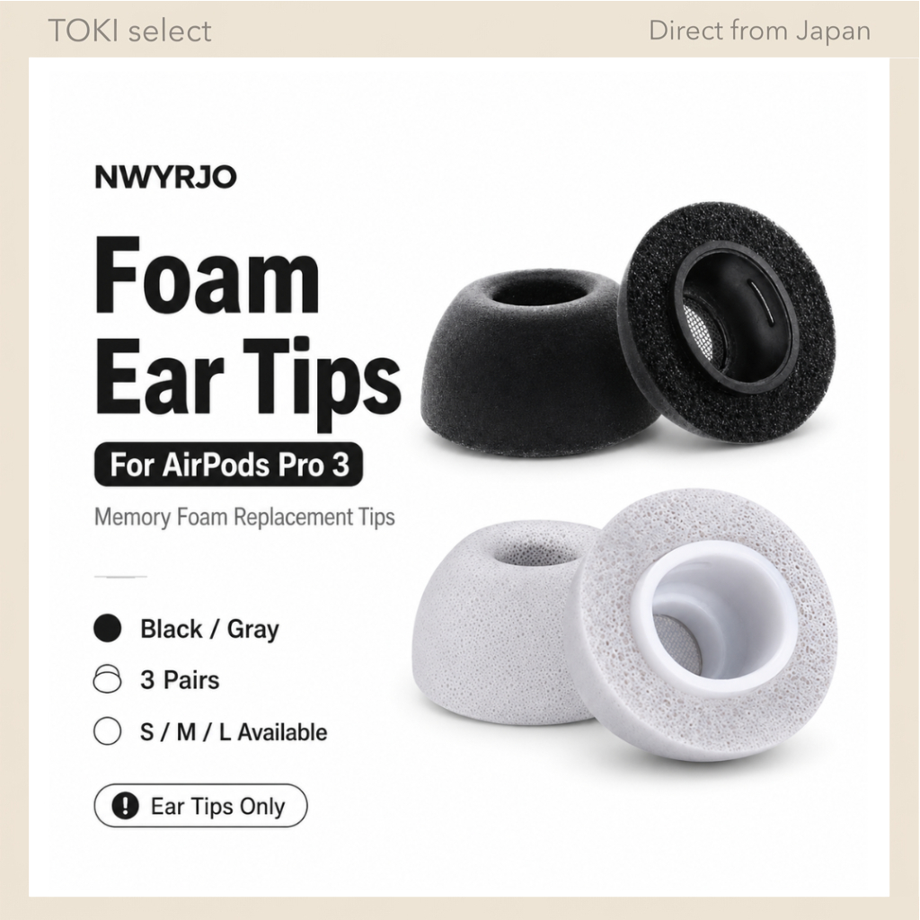 NWYRJO Foam Ear Tips for AirPods Pro 3 Memory Foam Replacement Tips S M L 3 Pairs